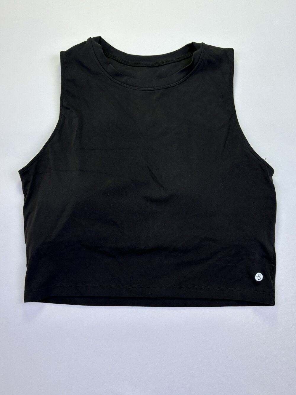 Women Black Sports Bra Crop Tank Built In Bra Stretch Activewear XL NWOT